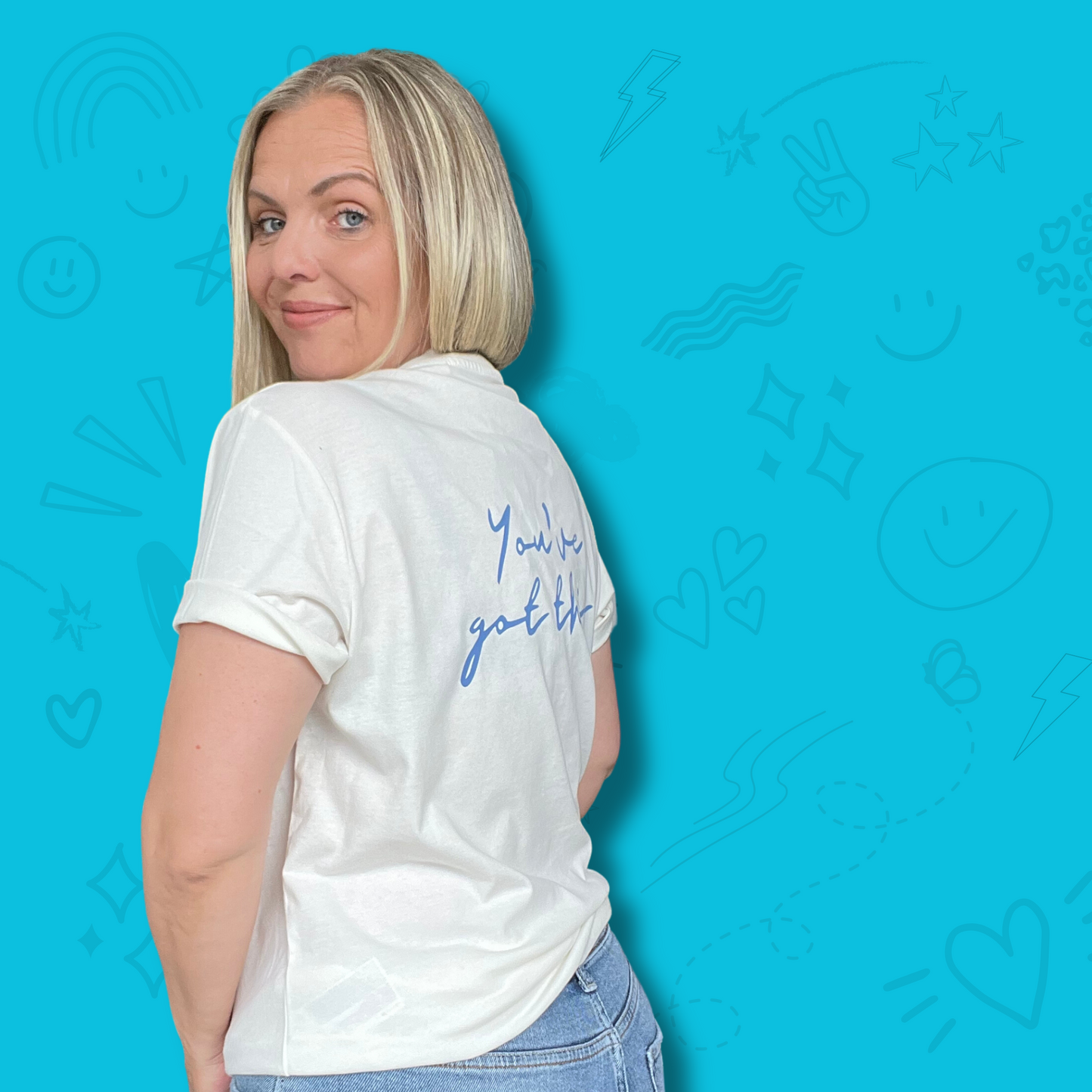 Organic Ivory and Blue Smile 'You've Got This' T-Shirt