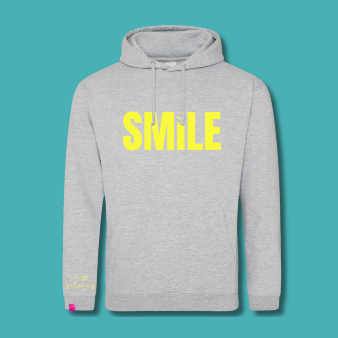 Grey and Yellow Smile Classic Hoodie - up to 5XL (size 26)