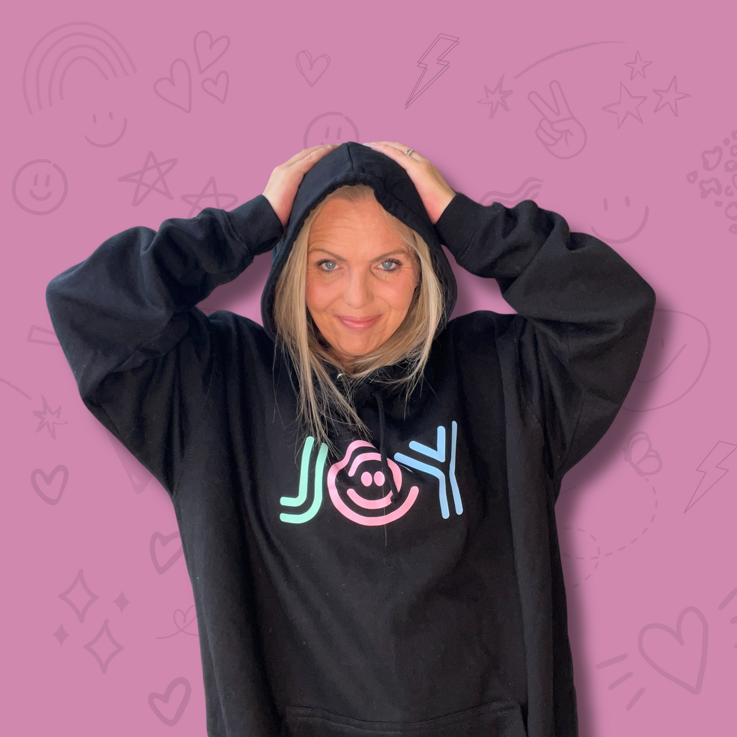 Retro Joy Pastel - Black Cowl Hoodie, Classic Hoodie and Sweater