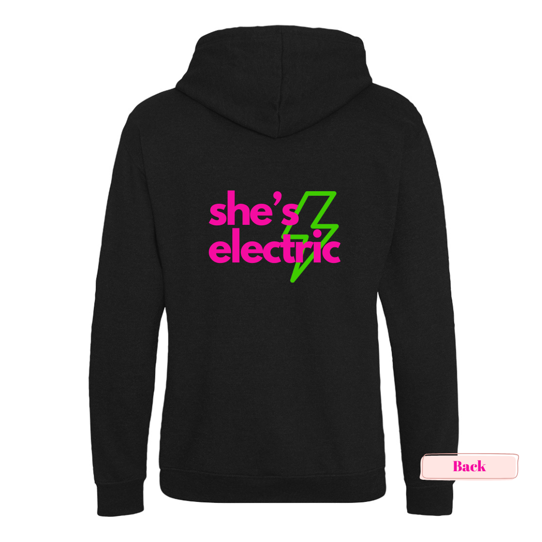 Black 'She's Electric' Classic Hoodie - up to 5XL (size 26)