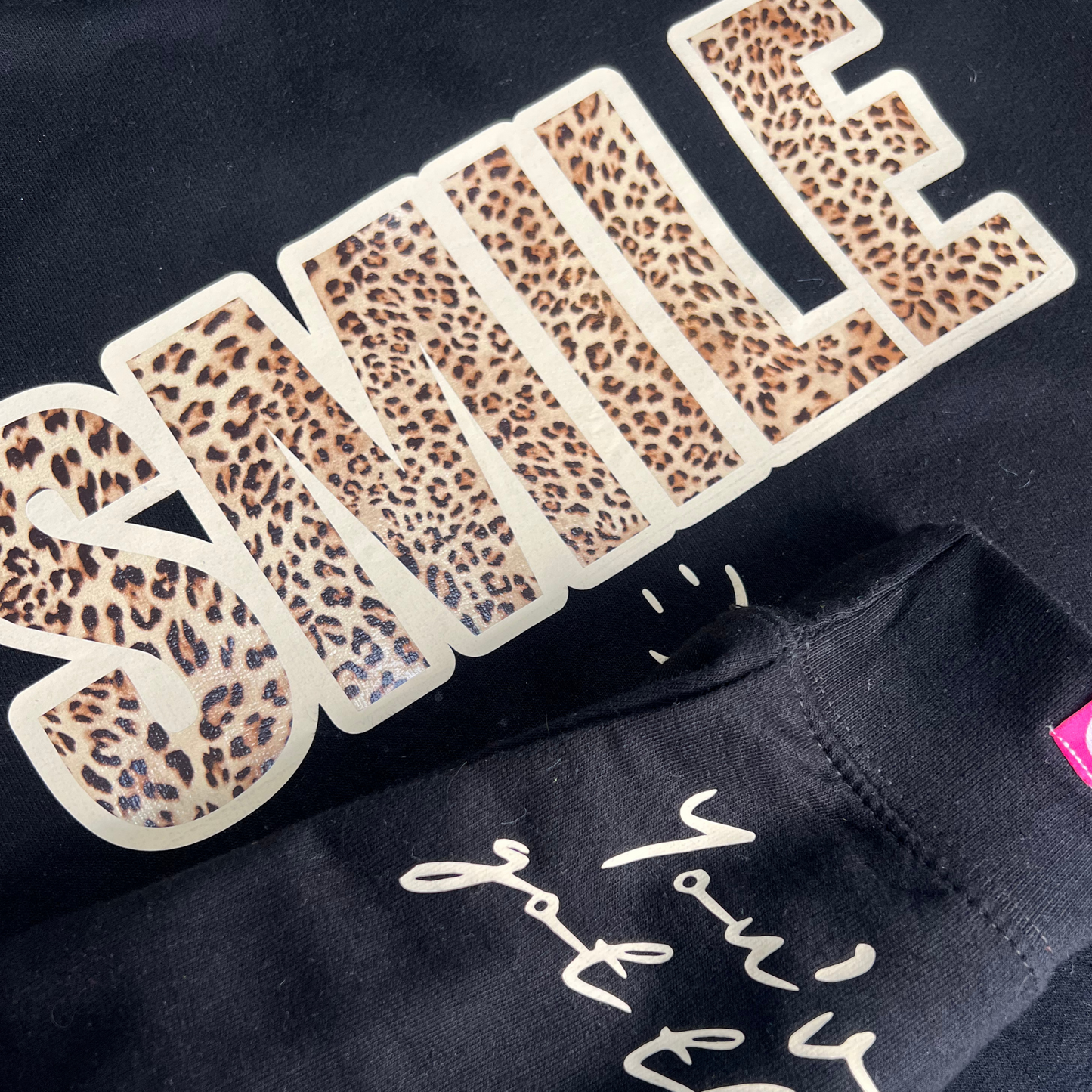 Leopard SMILE Black and Cream Cowl Hoodie, Classic Hoodie and Sweater