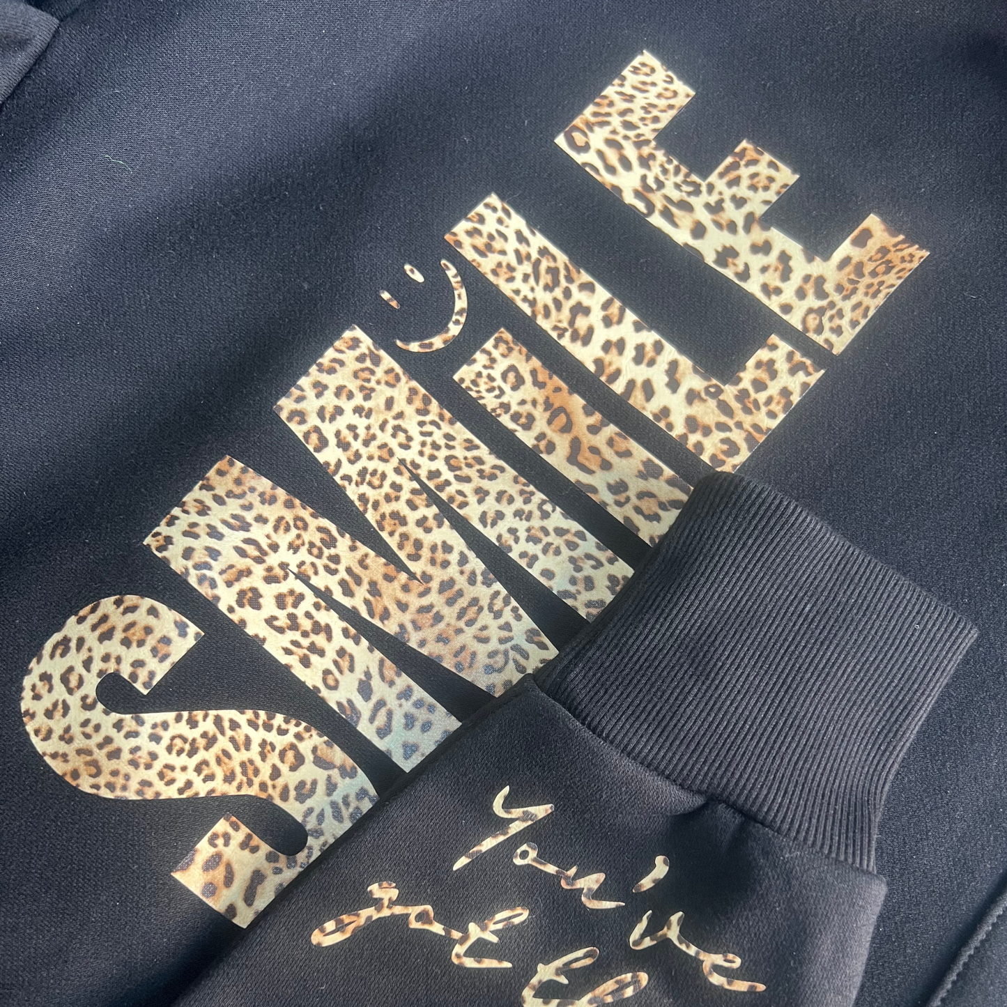 Leopard SMILE Black Cowl Hoodie, Classic Hoodie and Sweater