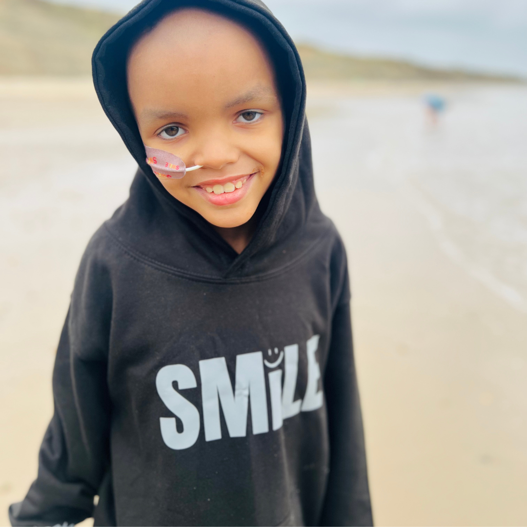 Childrens Black and Grey SMILE Hoodie