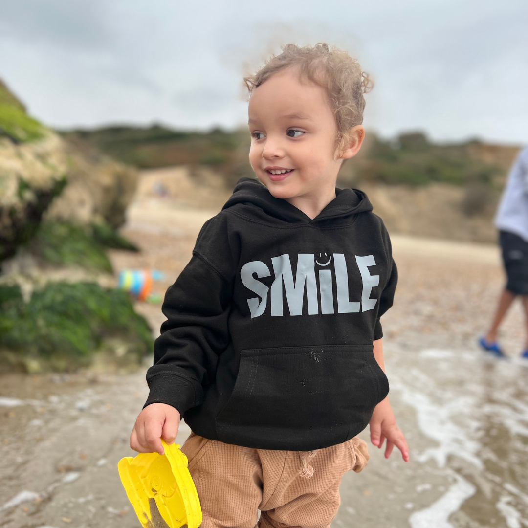 Childrens Black and Grey SMILE Hoodie