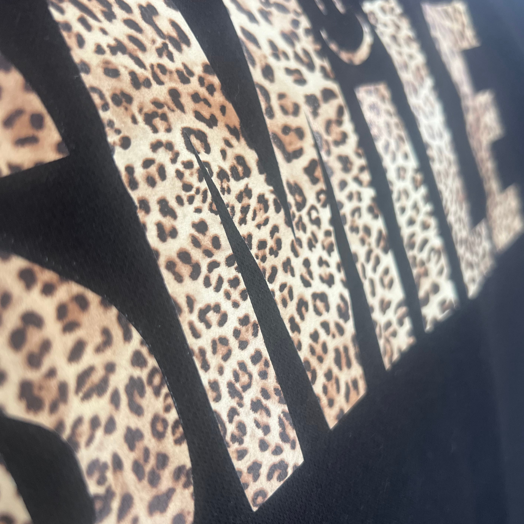 Organic Black Leopard Print Smile T-Shirt - Up to size 5XL (size 26)
