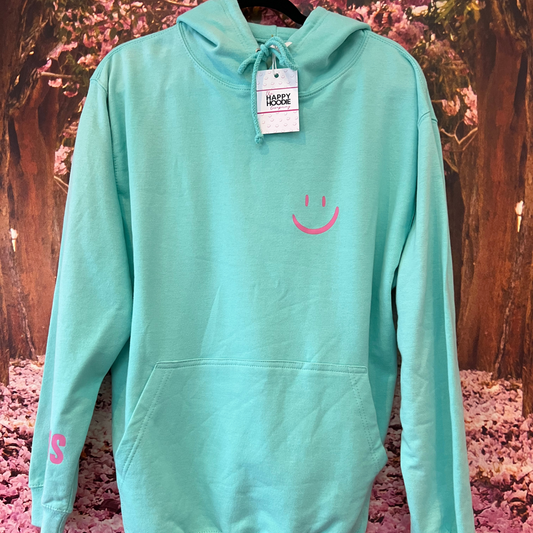 Peppermint and Pink Smiley Classic Hoodie - MEDIUM