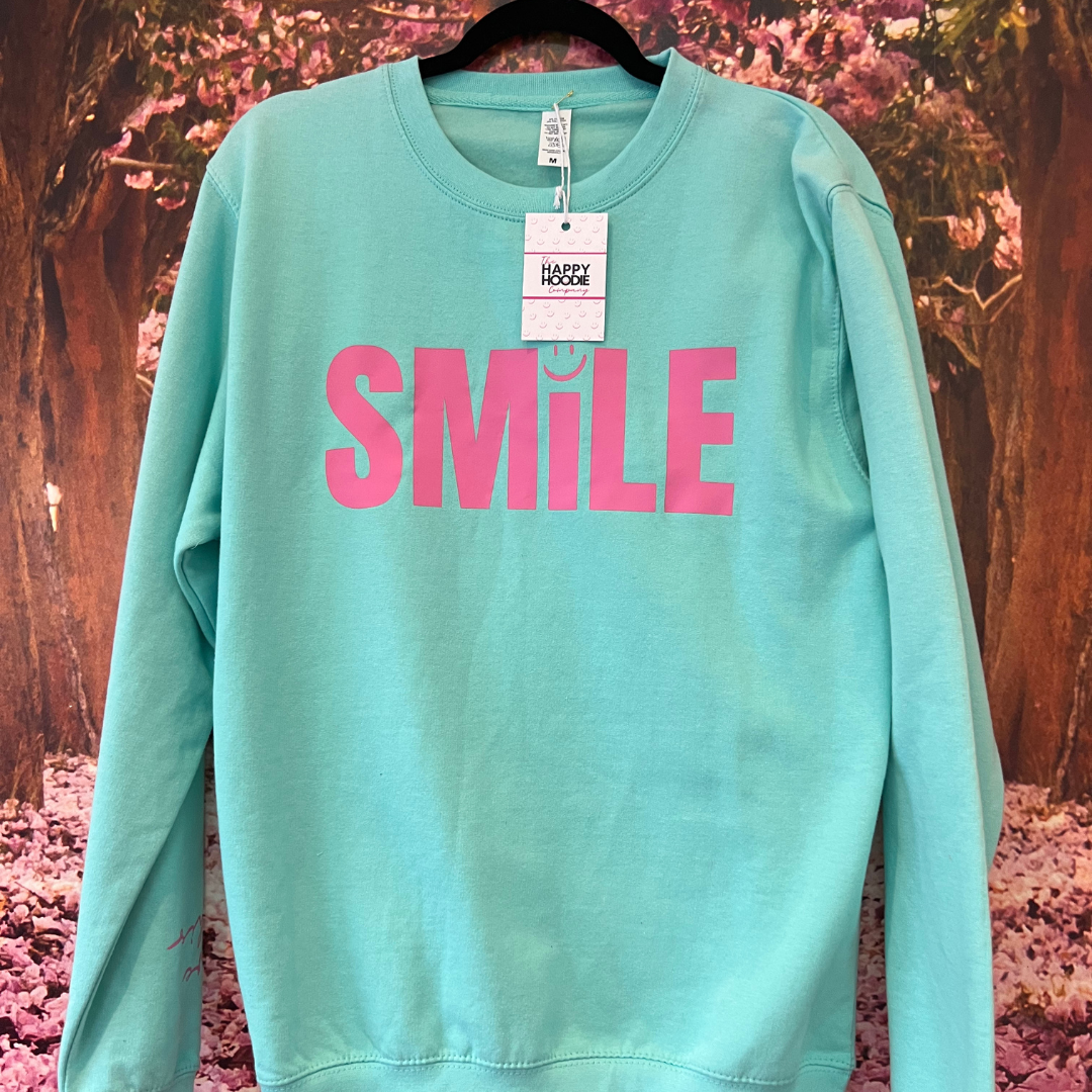 Peppermint and Pink Smile Sweatshirt- MEDIUM