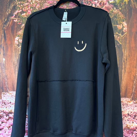 Black and Cream Smiley lightweight oversized sweatshirt - SMALL