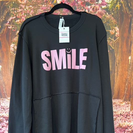 Black and Pink Smiley lightweight oversized sweatshirt - XL
