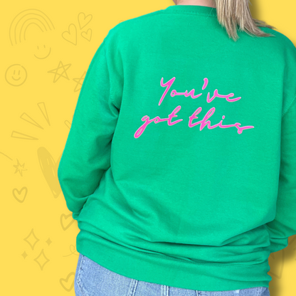 Green and Neon Pink 'You've Got This' Sweatshirt
