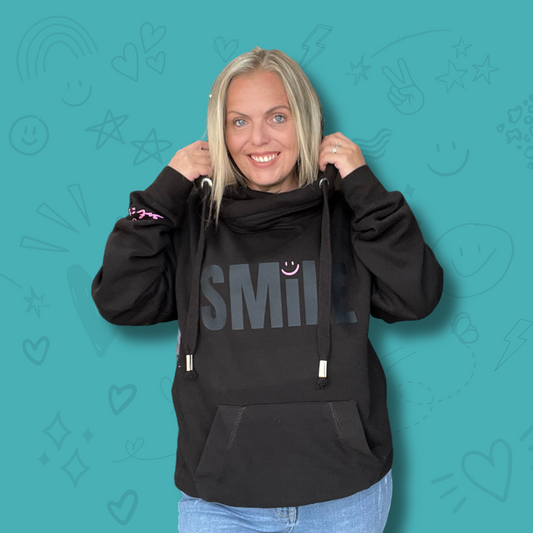 Black on Black Smile Cowl Hoodie