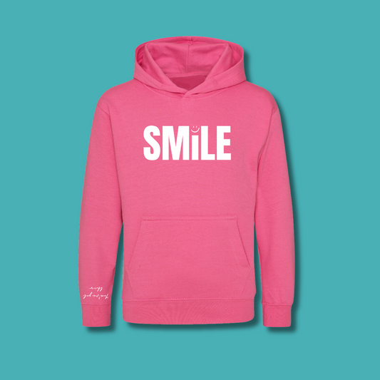 Childrens Pink and White SMILE Hoodie