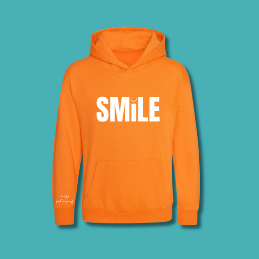 Childrens Orange and White SMILE Hoodie