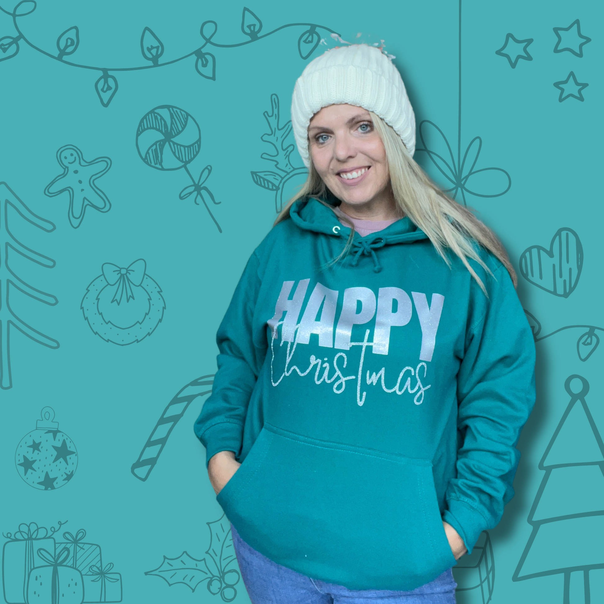 Teal 2025 hooded sweatshirt