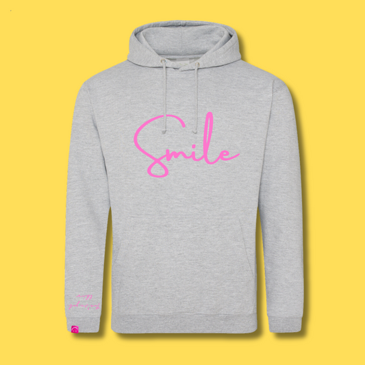 Grey and Pink Curly Smile Classic Hoodie - up to 5XL (size 26)