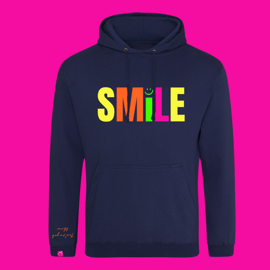 Navy and Neon SMILE Classic Hoodie